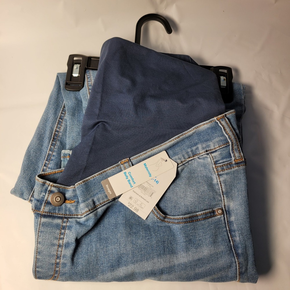 Time and Tru Straight‎ Leg Jeans Womens Large 12-14 Maternity Comfort Belly Band